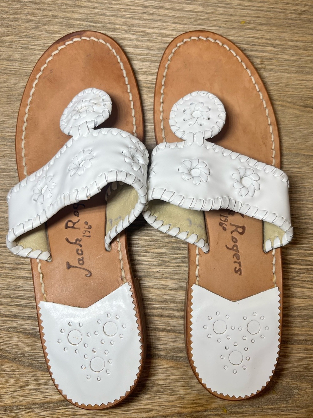 Jack Rogers White Braided Leather Slide Sandal Size 7M - Picture 2 of 5